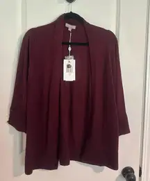 Stitch Fix Evolution by Cyrus open front burgundy cardigan Sz S NWT Office Work