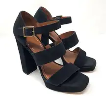 ELIZABETH & JAMES black suede Sandals, NWOT, size 9