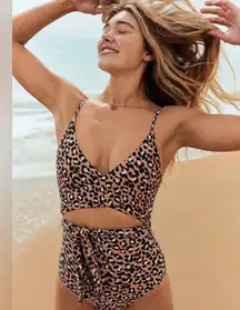 Aerie Leopard Full Coverage One Piece Swimsuit