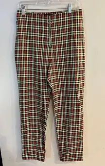 NBD x NAVEN Women's Neon & Black Plaid High Waist Skinny Pants Size M NEW