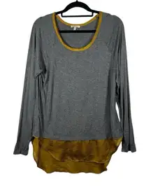Bordeaux Color block Long Sleeve Top Gray Green‎ Women’s Size Large