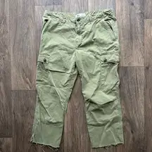 Zara Olive Green Cropped Raw Hem Cargo Pants Size 10