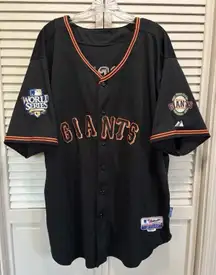 Majestic San Francisco Giants Shirt Sz 32 Jersey Button #28‎ Posey Patch WS 2010