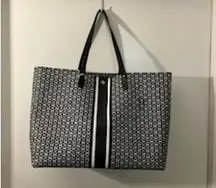 Tory Burch  Coated Canvas Gemini Link Tote Bag Women's Black White One Size