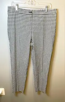 J. McLaughlin Women's Black White Gingham Checkered‎ Button Ankle Pants Size 12