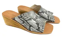 Treasure & Bond Womens Sandals Slides Wedge Heel Faux Snakeskin Wooden Gray 7