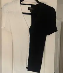 Truth Two-Tone Black and White Short Sleeve Cardigan