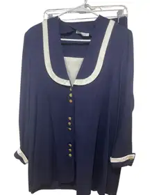 ReCreations VTG Sailor Skirt‎ Suit Set Gold Button Trim Long Sleeve Size M
