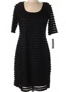 Ronni Nicole Black Scoop Neck Fringed Layered Dress Size 8