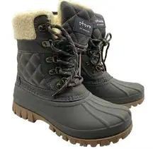 NWT Cougar Waterproof Lace Up Winter Boots Carlisle Olive Quilt