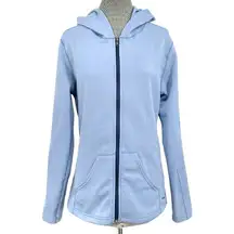 Hot Chillys Sky Blue M-Quilt Zip Up Hoodie Quilted Casual Spring Jacket Size M