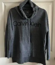 Calvin Klein Women’s Gray Heather Tunic Sweatshirt Cowl Neck‎ Hi-Low Size Small