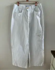 Zara White Wide Leg Straight Crop Denim Jeans USA 6