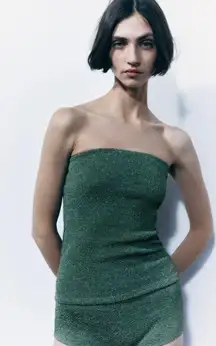 Zara Green Sparkle Tube Top 