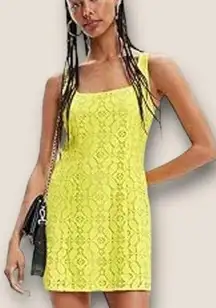 Desigual Short Lace Mini Dress Sleeveless Yellow XL