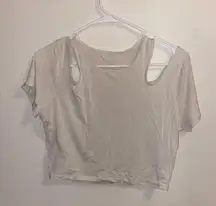 white cutout crop top