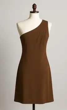 Sold At Revolve Susana Monaco Brown One-Shoulder Pleated A-Line Dress – Small