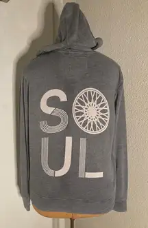 SoulCycle Spellout Gray/White Hoodie S Athleisure Sportswear Activewear Casual