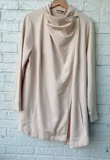 H by Halston Women's Drape Front Jacket Pink Size 1X Cowl Neck