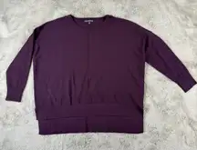 NWOT Adrianna Papell Layered Hem Pullover‎ Top Knit Sweater Purple Plum M