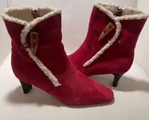 A.J. VALENCI Women's Size 8M Dark Red SUEDE Ankle Booties NWOB