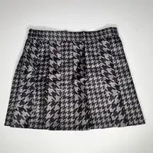 Black & Houndstooth Skirt Black Gray Pleated New M