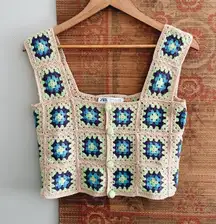 Zara Granny Square Crochet Cropped Top