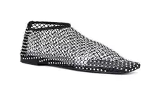 NWT RAYE Colette Crystal Embellished Mesh Slip On Square Toe Ballet Flat Black 8