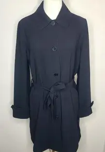 Lauren Ralph Lauren‎ Drape Lapel Crepe Belted Coat Black Women's Size 8