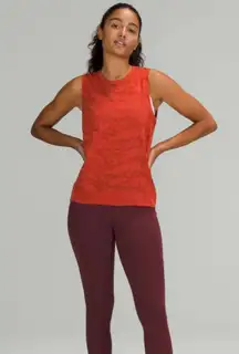 Lululemon Swiftly Breathe Muscle Tank Dot Scape Aztec Brick Red Womens 6