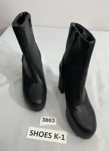Womans Target 8.5 Black Zip Up Platform Ankle Boots New Without Tags