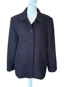 SAG Harbor Black Sparkly Blazer Jacket Button Up Collared Womens Size 16