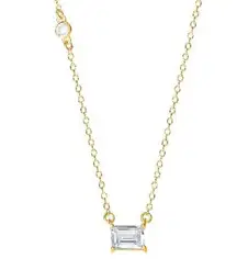 New Giani Bernini Solitaire Emerald-Cut 18 “ Pendant Necklace in 14k Gold-Plated