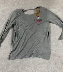 Georgia Bulldogs Shirt Womens Ladies Med. Gray Open Scoop Back‎ Long Sleeve Top