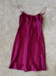 La Senza Slip Mini Magenta Satin Adjustable Spaghetti Strap Built in Bra Small