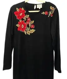 Susan Bristol Vintage  Dress Hand Embroidered Christmas Dress