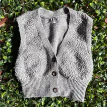 Urban Outfitters Gray Textured V-Neck Sweater Vest