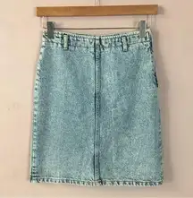 Vintage No Excuses Light Blue Acid Wash Denim Mini Skirt