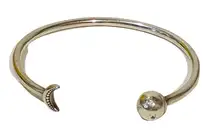 Pandora STERLING Silver 925 Crescent Moon Stars Bangle Bracelet Jewelry