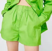 NASTY GAL Poplin High Waisted Casual Shorts Green Size 8 Summer Trendy