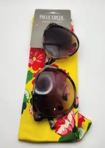 NWT Falls Creek Tortoiseshell Sunglasses & Yellow Floral Pouch