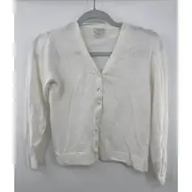 Garnet Hill Womens XS 100%  Linen Ivory‎ Cardigan Sweater Buttons Minimalist