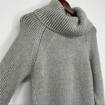 Grey Combo Oversized Cowl Neck Fuzzy Soft Ribbed Tunic Sweater Size M