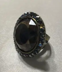 Elegant Black and Silver Statement Ring