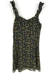 All in Favor Stella Ruffle Strap Black Floral Mini Dress Size Small
