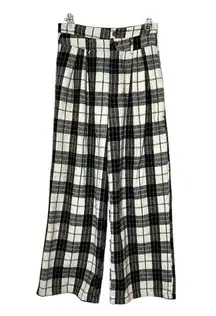 high rise wide leg flannel plaid medium