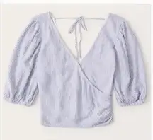 NWT Abercrombie & Fitch Striped Linen Wrap Top XS