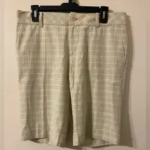 Womens Beige White Plaid Ashworth Golf Bermuda Shorts Size 6 11” Inseam