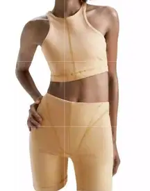 Zara Set of Stretch Denim Racer BackCrop Top and Bike Shorts(Size Small ) NWT