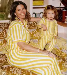 Katie Kime Retro Stripe Citrus Pajama Pants Set Yellow Stripe Small